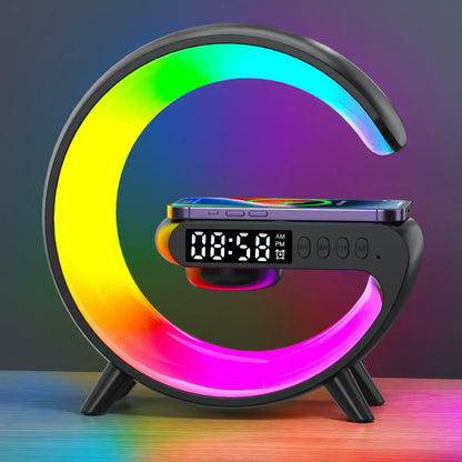 RGB Wireless Charging Stand for iPhone & Android with Alarm Clock & Speaker