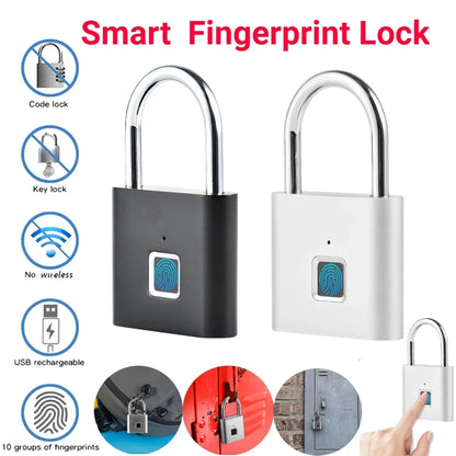 Biometric Fingerprint Padlock – USB Rechargeable & Waterproof