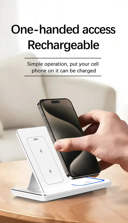 30W 3-in-1 Fast Wireless Charger Stand for iPhone, Apple Watch, AirPods