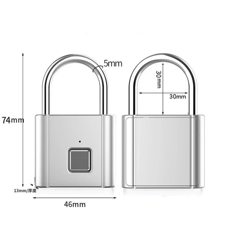 Biometric Fingerprint Padlock – USB Rechargeable & Waterproof